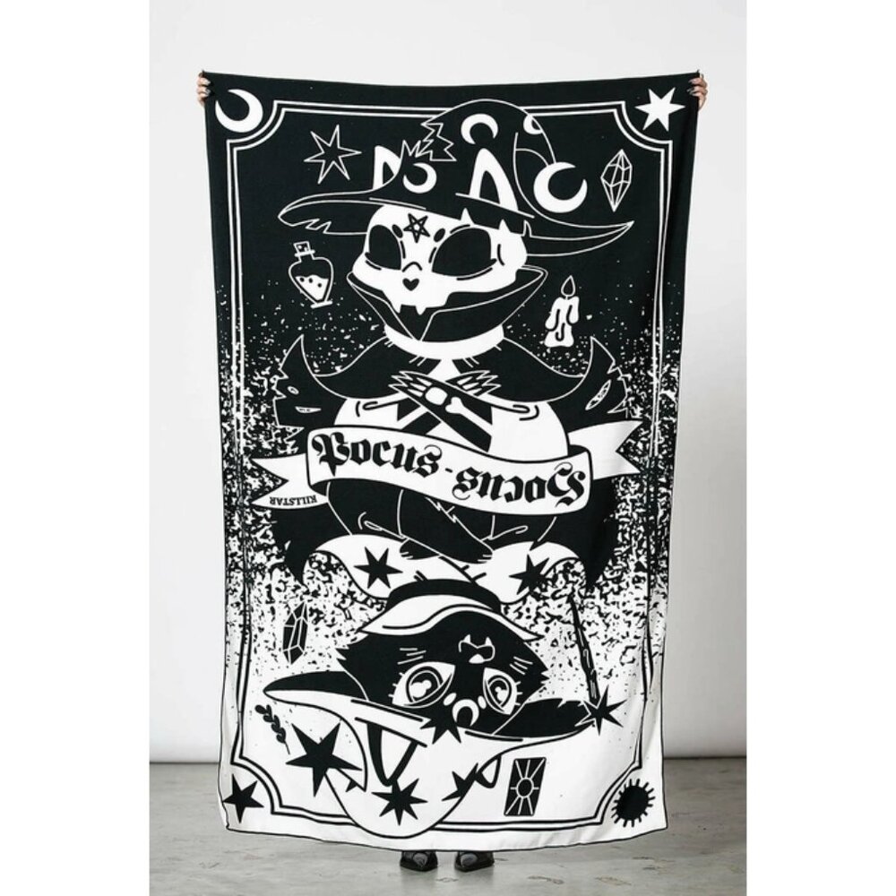 🐈‍⬛Goth Cat Witchy Beach Towel Killstar NWT use 4 tapestry for Halloween 👻 🎃